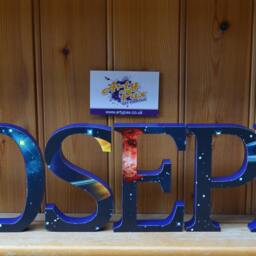 Personalised Wooden Letters Outer Space Themed, Custom Name Sign, Any Name/Word, Sign For Wall, Shelf & Door, Eco Friendly Gifts - thumbnail 2