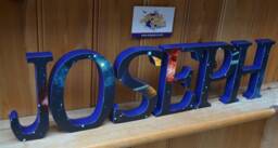 Personalised Wooden Letters Outer Space Themed, Custom Name Sign, Any Name/Word, Sign For Wall, Shelf & Door, Eco Friendly Gifts - thumbnail 1
