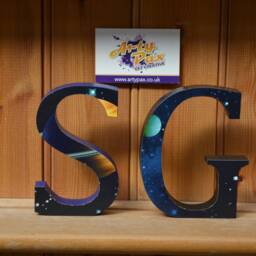 Personalised Wooden Letters Outer Space Themed, Custom Name Sign, Any Name/Word, Sign For Wall, Shelf & Door, Eco Friendly Gifts - thumbnail 3