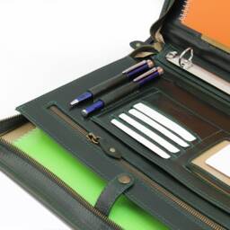 Leather Organizer, Personalized Leather Portfolio Men, Document Holder, Business Gift, Green Folder - thumbnail 3