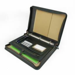 Leather Organizer, Personalized Leather Portfolio Men, Document Holder, Business Gift, Green Folder - thumbnail 2