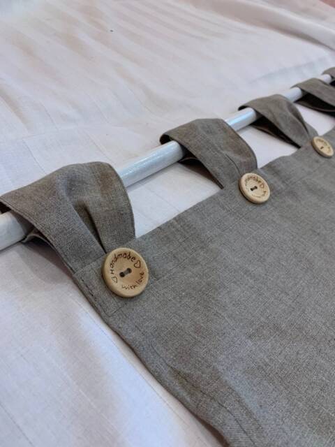 Linen Curtain Panel Rustic French Country Style, Natural Burlap - image 1