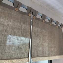 Linen Curtain Panel Rustic French Country Style, Natural Burlap - thumbnail 2