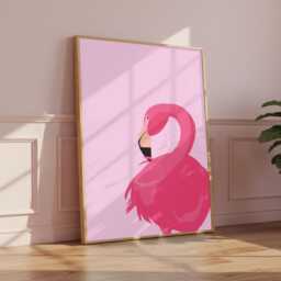 Pink Flamingo Art Print, Animal Illustration, Home Decor. Glossy Print - thumbnail 2