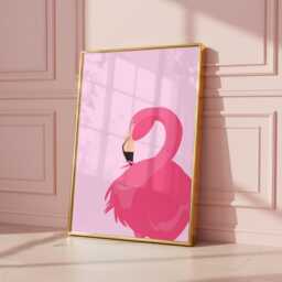 Pink Flamingo Art Print, Animal Illustration, Home Decor. Glossy Print - thumbnail 3