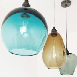 Coloured Glass Pendant Lights. Hand Blown Pendants. Kitchen Island Lighting. Multi Colored Dining Table Lighting - thumbnail 3