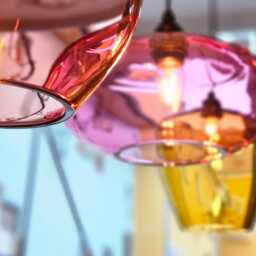 Bohemian Handblown Pendant Light. Unique Kitchen Island Colored Glass Lights - thumbnail 3