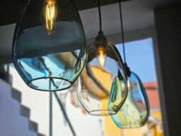Bohemian Handblown Pendant Light. Unique Kitchen Island Colored Glass Lights - thumbnail 1