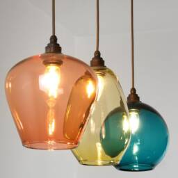 Coloured Glass Pendant Lights. Hand Blown Pendants. Kitchen Island Lighting. Multi Colored Dining Table Lighting - thumbnail 2