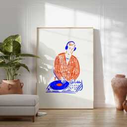 Dj Poster - Modern Minimalist Music Wall Art Turntable Artwork Dance Party Decor Contemporary Print Room - thumbnail 2
