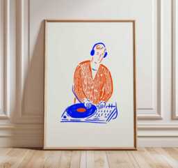 Dj Poster - Modern Minimalist Music Wall Art Turntable Artwork Dance Party Decor Contemporary Print Room - thumbnail 1