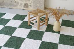 Green & White Check Rug 150x210cm , Living Room Rug, Checkered Area Kids Retro Bedroom Checkered Cream Area Rug - thumbnail 1