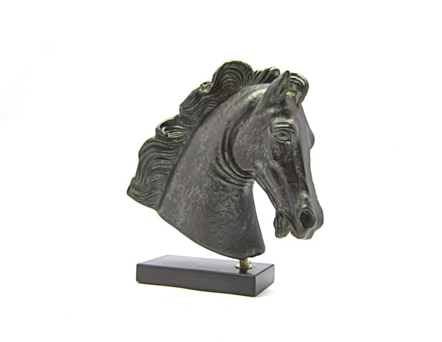 Verdigris Effect Of Greek Stone Casting A Horse From Parthenon Temple , Museum Quality Art Sculpture - image 1