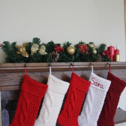 Hand Knitted Christmas Stocking Wool Yarn, Holiday Decor - thumbnail 4