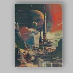 Sci Fi Planetary Launch Tower Alien Landscape Canvas Wall Art Print Decor Picture Ready To Hang - thumbnail 1