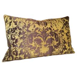 Lumbar Throw Pillow Cushion Cover Gold & Bronze Jacquard Rubelli Fabric Gritti Pattern - Handmade in Italy - thumbnail 2