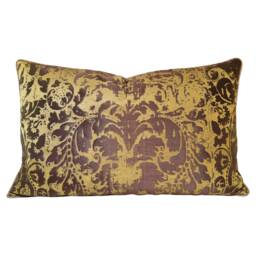 Lumbar Throw Pillow Cushion Cover Gold & Bronze Jacquard Rubelli Fabric Gritti Pattern - Handmade in Italy - thumbnail 1