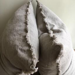 Set Of Two Natural Linen Pillowcases With Frayed Edges, Pillowcases, Country Sham, Queen, King, Standard Rustic - thumbnail 3
