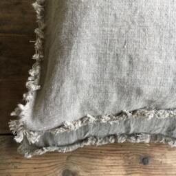 Set Of Two Natural Linen Pillowcases With Frayed Edges, Pillowcases, Country Sham, Queen, King, Standard Rustic - thumbnail 2