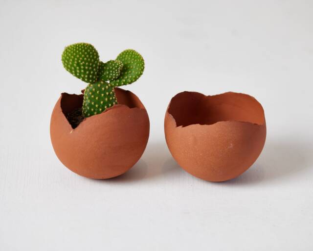 Set Of 2 Small Brown Terracotta Modern Bohemian Ceramic Planter Pot - image 1