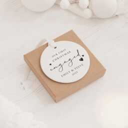 Personalised First Christmas Engaged Bauble - Ceramic Tree Decoration Gift Ornament Engagement Keepsake Hearts - thumbnail 2