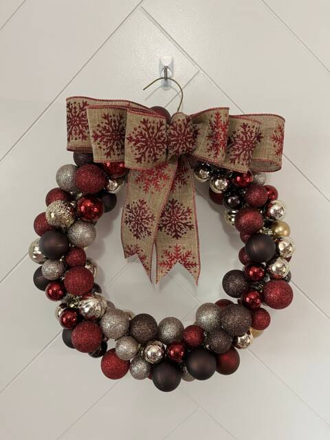 Handmade Holiday Shatterproof Ornament Wreath, Festive Decor, Christmas Decoration - image 1