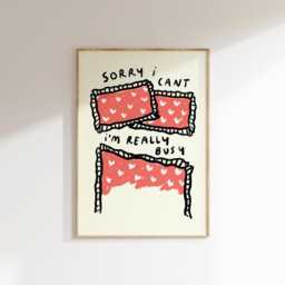 Sorry I Can't I'm Really Busy Wall Print - Early Night Poster Sleep Lover Pamper in Uno & Wine Self Care Gift Idea Nap - thumbnail 3