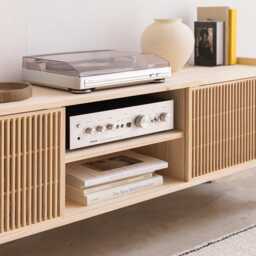 Turntable Stand, Solid Wood Vinyl Record Storage - Tarida - thumbnail 3