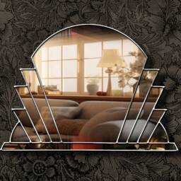 Dazzling Elegance The Coco Art Deco Fan Over Mantle Wall Mirror in Silver - thumbnail 2