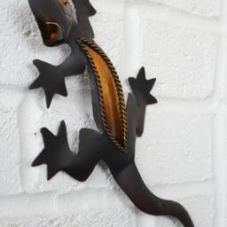 Recycled Metal Lizard Wall Hanging Decoration - 31cm - 12 Inches Head To Tail - thumbnail 2