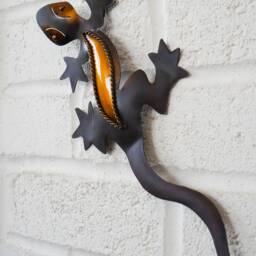 Recycled Metal Lizard Wall Hanging Decoration - 31cm - 12 Inches Head To Tail - thumbnail 3