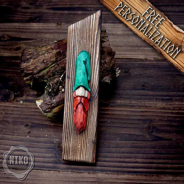 Hand-Carved Gnome Wall Art - Handmade Personalised Home Protection Amulet - image 1