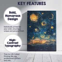Golden Celestial Night Sky Abstract Moonlight Painting Canvas Wall Art Print Decor Picture Ready To Hang - thumbnail 2