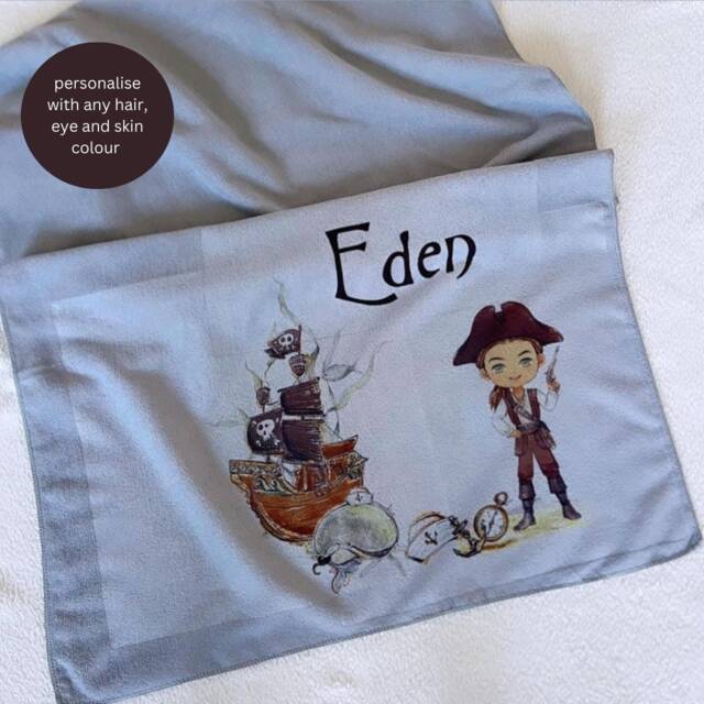 Personalized Pirate Beach Towel Custom Character Kids Towel - image 1