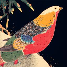 Golden Pheasant Print Vintage Japanese Bird Art Illustration - thumbnail 2