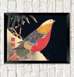 Golden Pheasant Print Vintage Japanese Bird Art Illustration - thumbnail 1