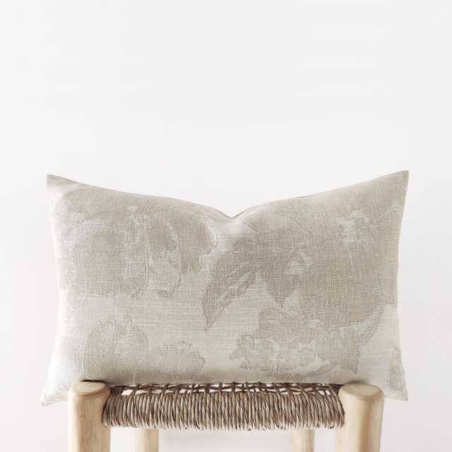 Neutral Floral Lumbar Pillow Cover - Ecru & Light Beige Decorative Cushion With Texture - image 1