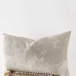 Neutral Floral Lumbar Pillow Cover - Ecru & Light Beige Decorative Cushion With Texture - thumbnail 3