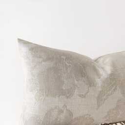 Neutral Floral Lumbar Pillow Cover - Ecru & Light Beige Decorative Cushion With Texture - thumbnail 2