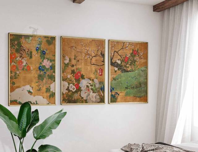 Japanese Set Of 3 Posters, Sait?? Ippo Flowers The Four Seasons, Art Print, Oriental Poster Sets, Floral Gift, A1/A2/A3/A4 - image 1