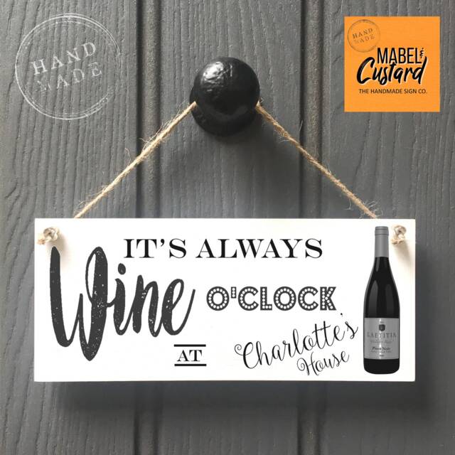 Wine O'clock Personalised Sign - Fun Wine Sign For Pubs, Bars & Garden Man Cave - image 1
