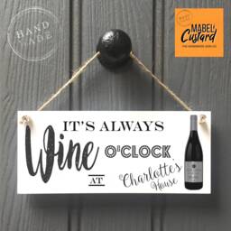 Wine O'clock Personalised Sign - Fun Wine Sign For Pubs, Bars & Garden Man Cave - thumbnail 1