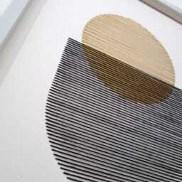 Golden Veil Embroidered Paper Art, Contemporary Wall Hanging - thumbnail 4
