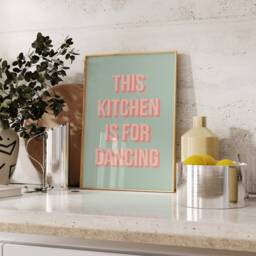 This Kitchen Is For Dancing, Slogan Quote Print, Typography Fun Prints, Home Decor, Wall Sign Poster/Unframed - thumbnail 1