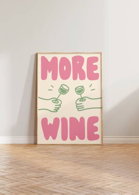 Kitchen Print, Wine Wall Art, Dining Room Bar Sign, Poster, More Hand Drawn Doodle Funny Gift For Her - image 1