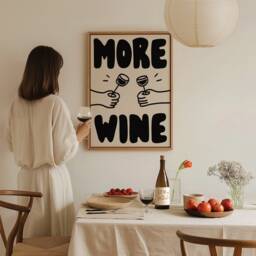 Kitchen Print, Wine Wall Art, Dining Room Bar Sign, Poster, More Hand Drawn Doodle Funny Gift For Her - thumbnail 3