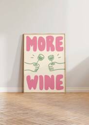 Kitchen Print, Wine Wall Art, Dining Room Bar Sign, Poster, More Hand Drawn Doodle Funny Gift For Her - thumbnail 1