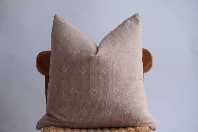 Block Print Pillow Cover Hmong Textile, Natural Dyed - image 1