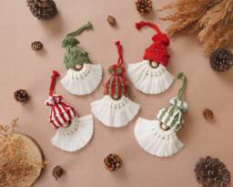 Gnome Ornament Christmas Tree Decor , Boho Decor, Bohemian Holiday, Winter Hanging, Family Gift X57