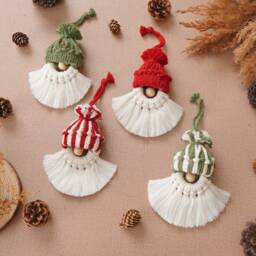 Gnome Ornament Christmas Tree Decor , Boho Decor, Bohemian Holiday, Winter Hanging, Family Gift X57 - thumbnail 4